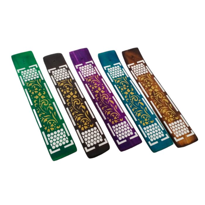 Mangoträ Rökelsehållare för Stickor med Bikakamönster