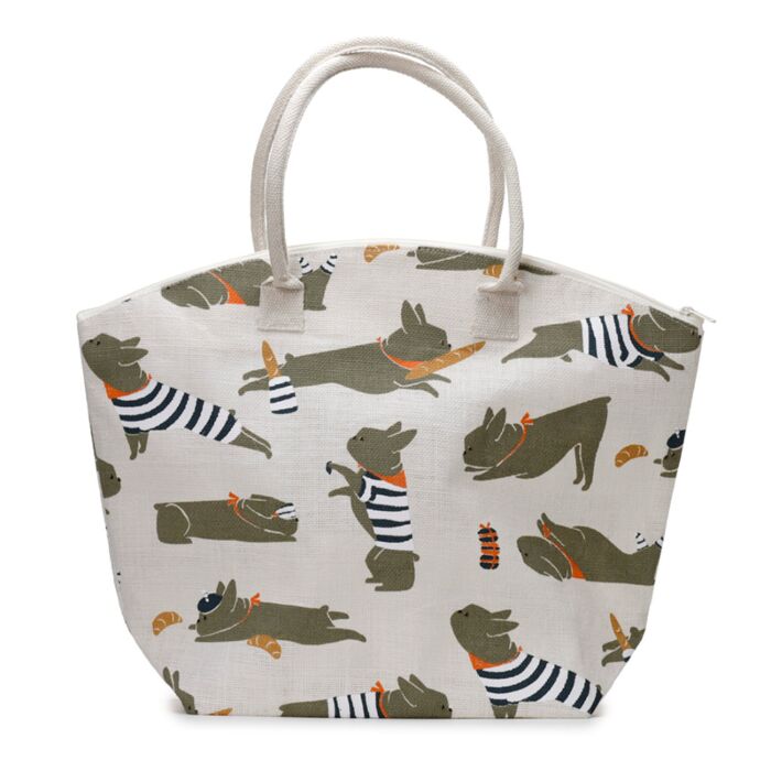 Bertrand The French Bulldog Jute Strandväska