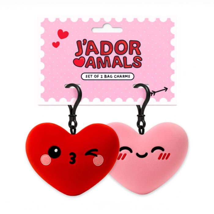 Squidglys J'Adoramals Hjärta Rosa & Röd Mini Nyckelring 2-pack
