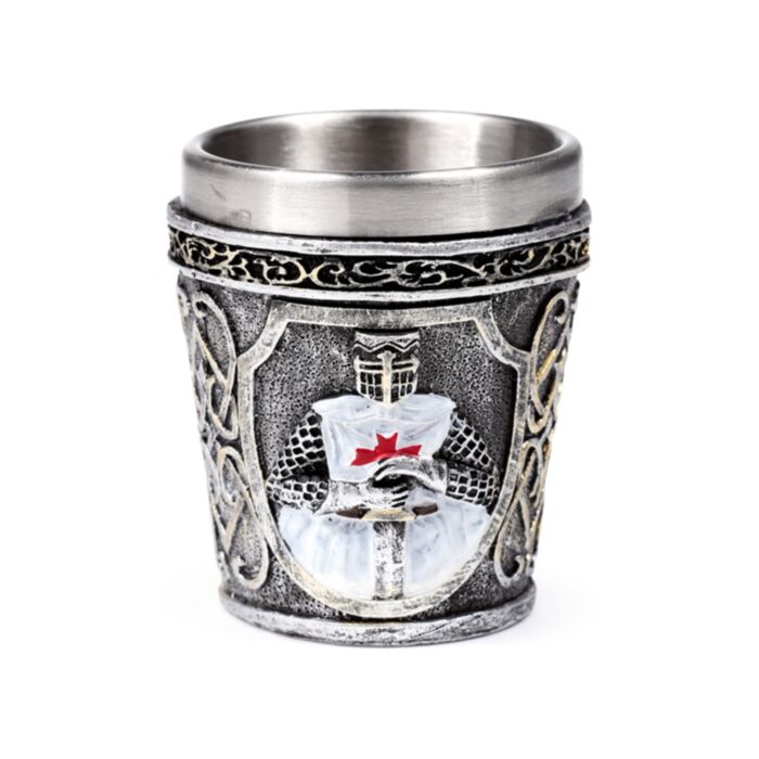 Dekorativ Medeltida Vit Riddare Shotglas
