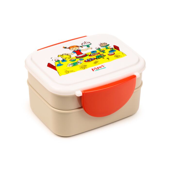 Pippi Långstrump Clip Lock Staplad Bento Lunchlåda med Bestick