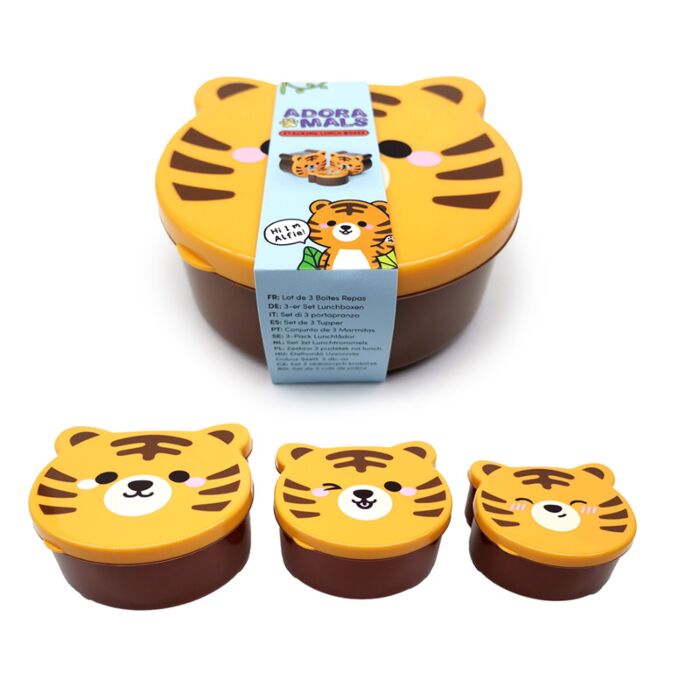 Adoramals Tiger Formad Lunchlåda 3-Pack