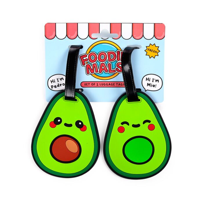 Foodiemals Avokado PVC Bagagelapp 2-Pack