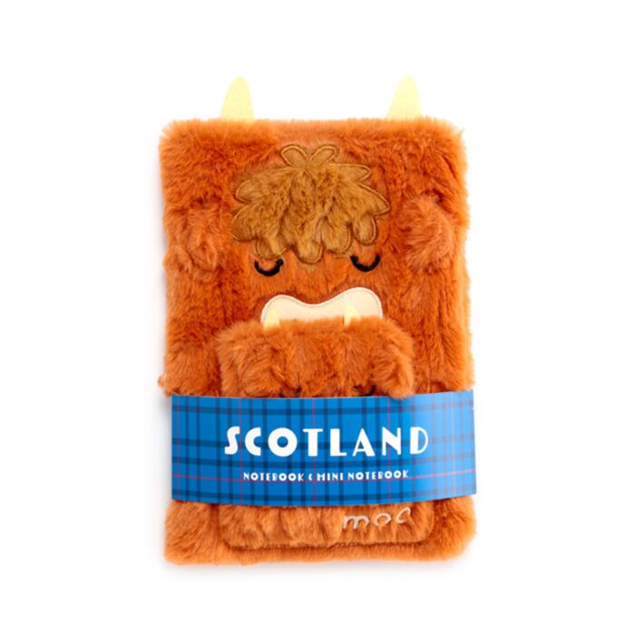 Highland Coo Plysch Anteckningsbok med Ficka & Mini Anteckningsbok