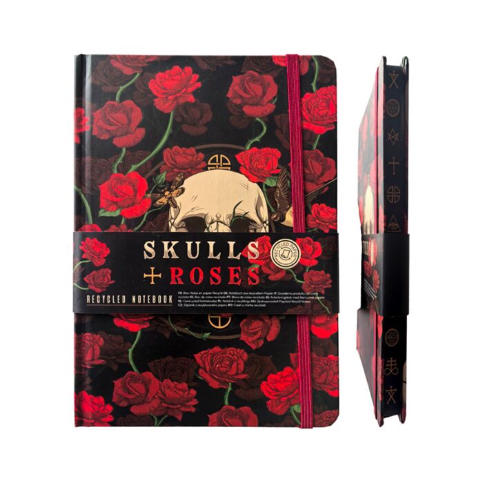 Skulls & Roses A5 Anteckningsbok med Återvunnet Papper