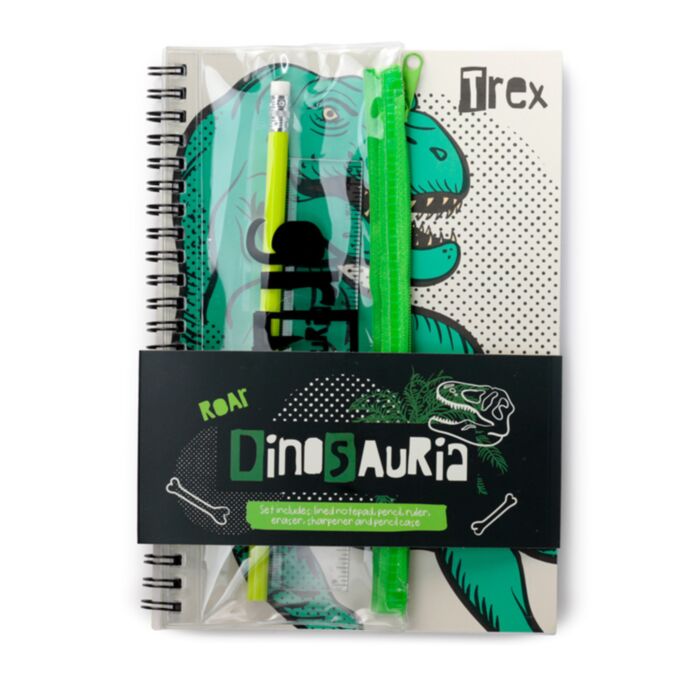 Dinosauria Spiralbunden Anteckningsbok & Pennfodral 6-Pack Pysselset