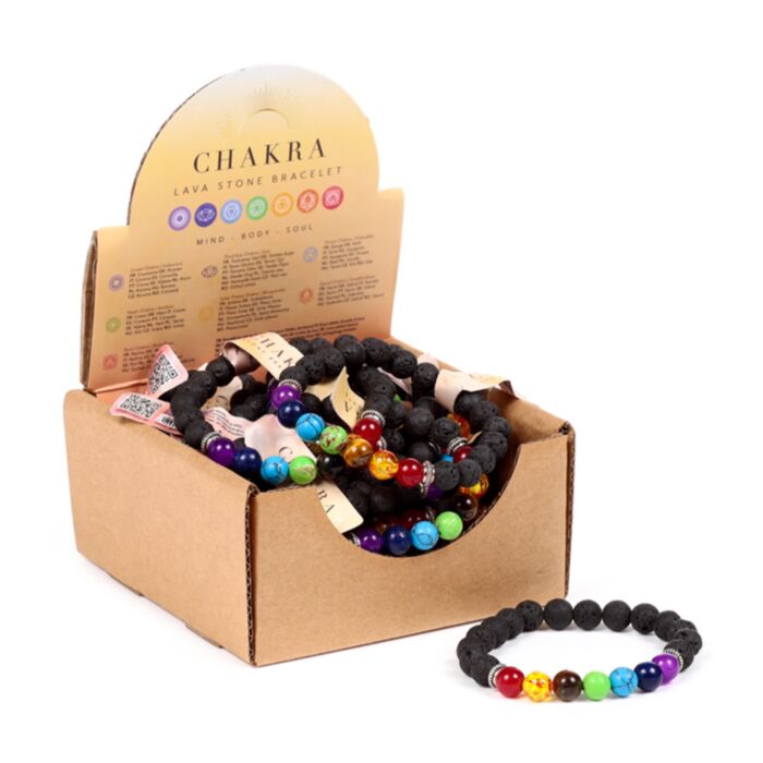 Chakra Lavastenpärla & Ädelsten Armband