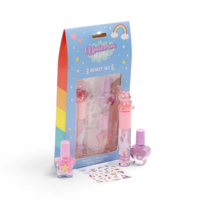Unicorn Magic Enhörning Läppglans & Nagellack Kosmetiskt Skönhetsset för Barn