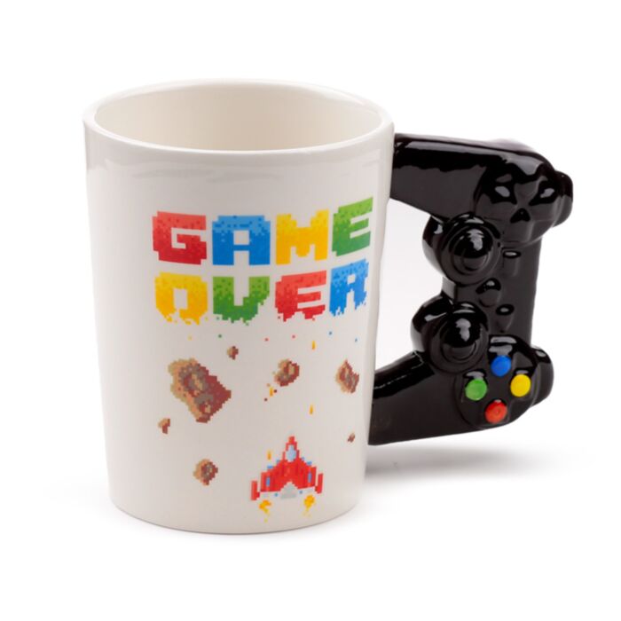 Game Over Keramikmugg med Format Handtag med Pixeldekal