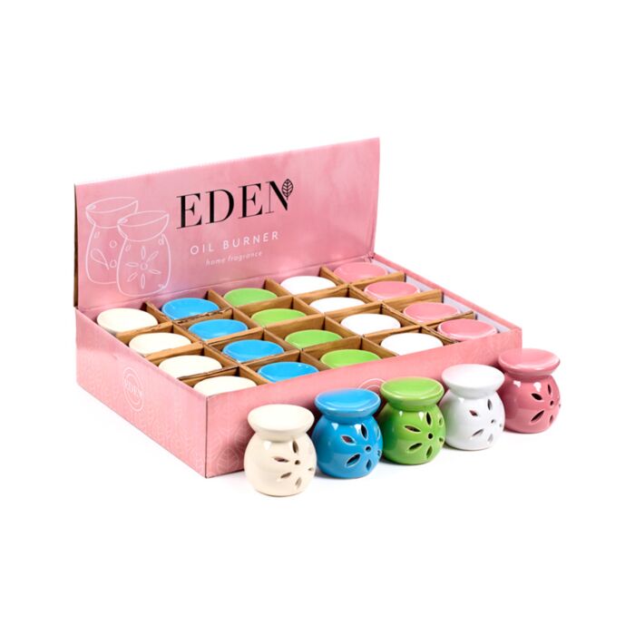 Liten Keramisk Aromalampa med Utskuret Blommönster 7.5cm