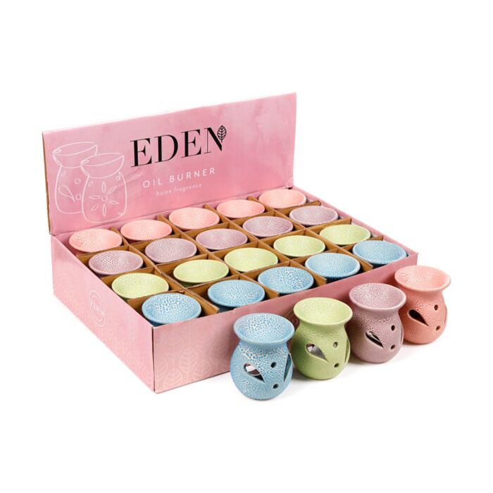 Small Strukturerad Keramik Aromalampa med Utskurna Mönster