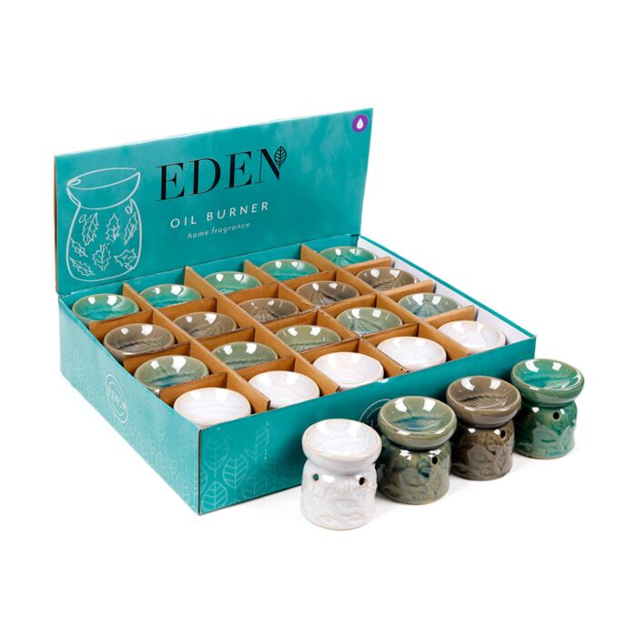 Liten Keramik Eden Aromalampa med Lövmönster