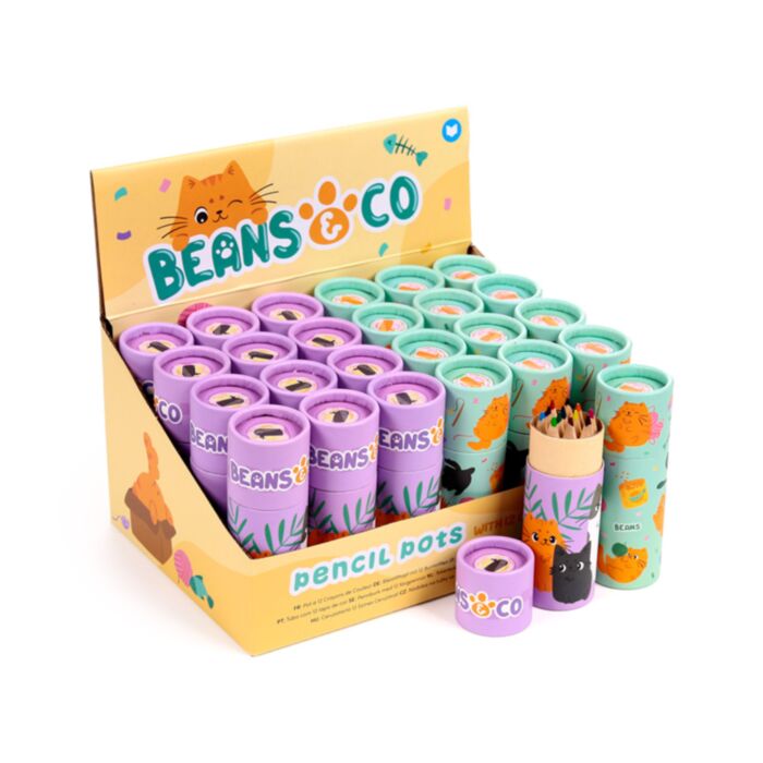Beans & Co Katter Pennburk med 12 Färgpennor