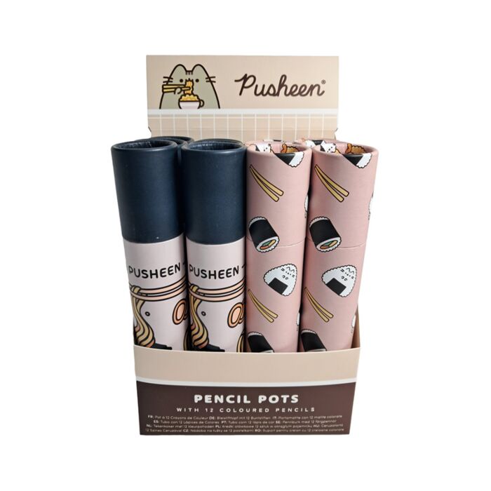 Pusheen the Cat Sushi Club Katt Stor Pennburk med 12 Färgpennor