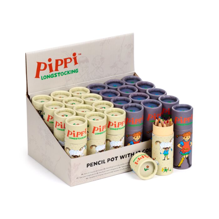 Pippi Långstrump Pennburk med 12 Färgpennor