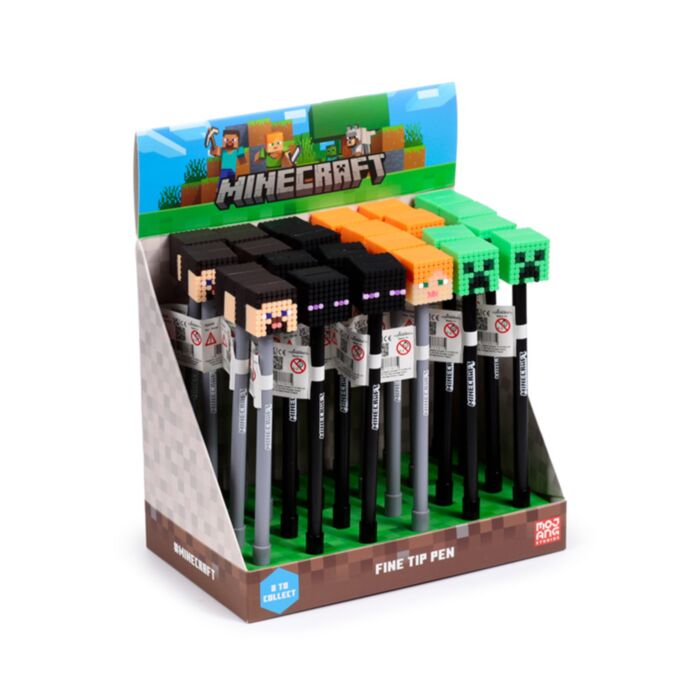 Minecraft Penna med Silikontopp (Alex/Steve/Creeper/Enderman)