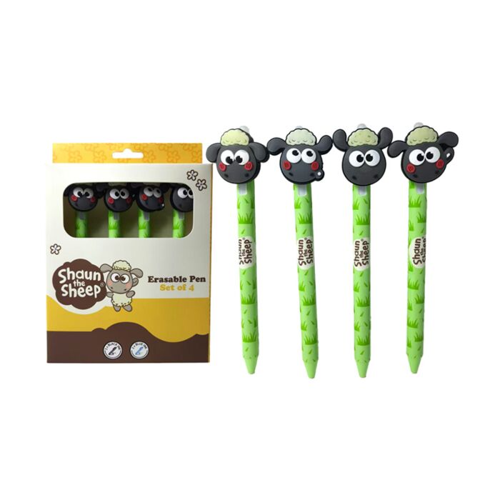 4-Pack Suddbara Bläckpennor med Kawaii Söt Shaun the Sheep Topper