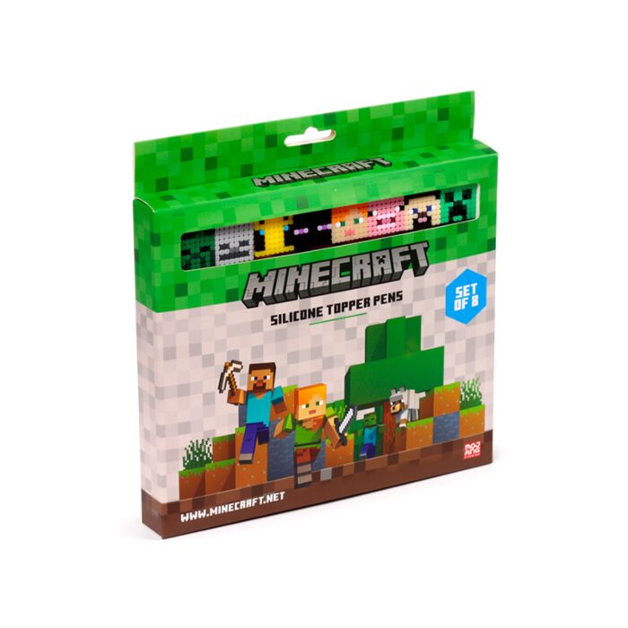 Minecraft 8-Pack Penna med Smal Spets med Silikontopper