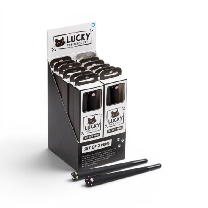 Lucky the Black Cat Svart Katt 2-Pack Pennor