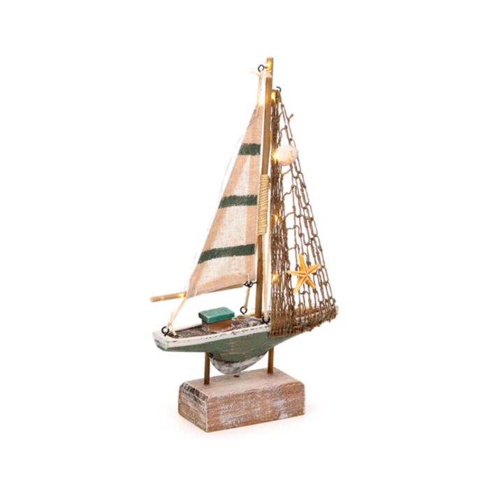 Kust Souvenir - Segelbåt Snäckor med LED-ljus