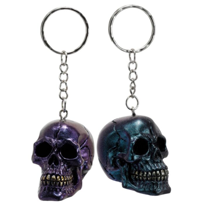 Skulls and Roses Mörk Metallic och Guld Dödskalle Nyckelring