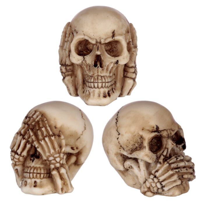 3-Pack Små See No, Hear No, Speak No Evil Dödskallar