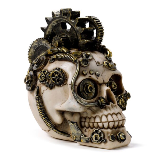 Steampunk Stil Dödskalle med Kuggar och Fjädrar