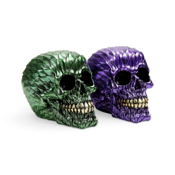Dödskalle med Metallic Drakfjäll Ornament