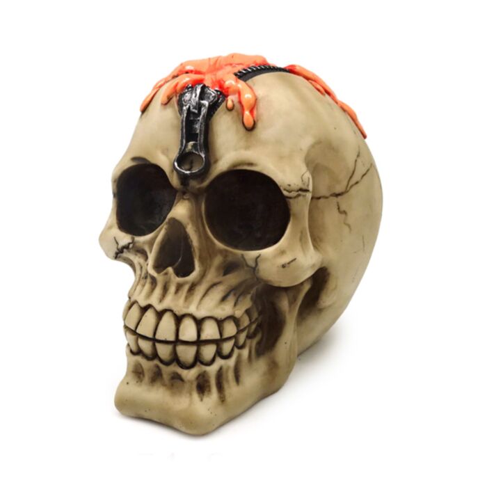 Dödskalle med Dragkedjehuvud & Hjärna Ornament