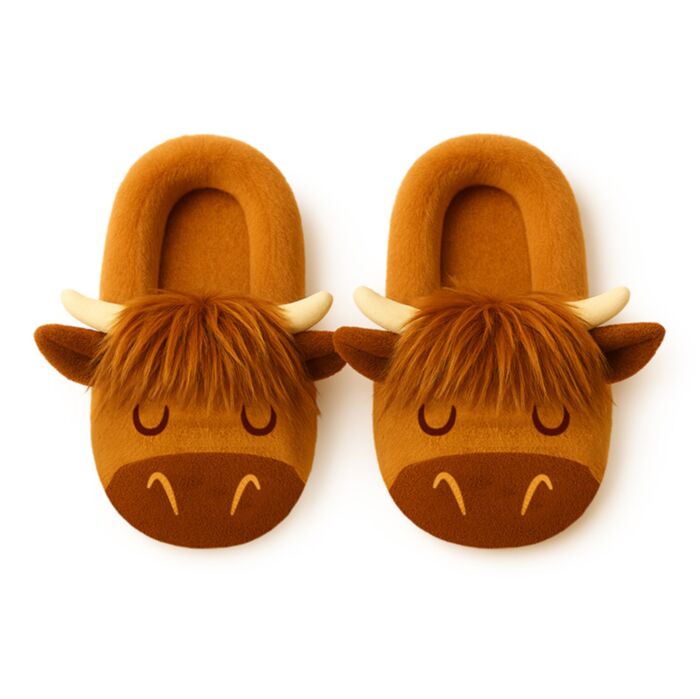 Highland Coo Ko Anti-Slip Plysch Tofflor EU36-38/UK3-5