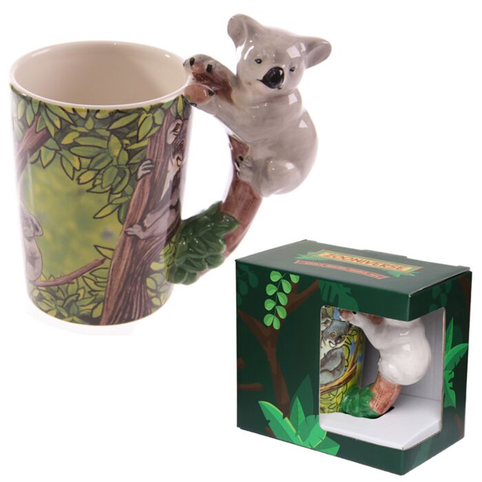 Mugg med dekal och koalaformat handtag