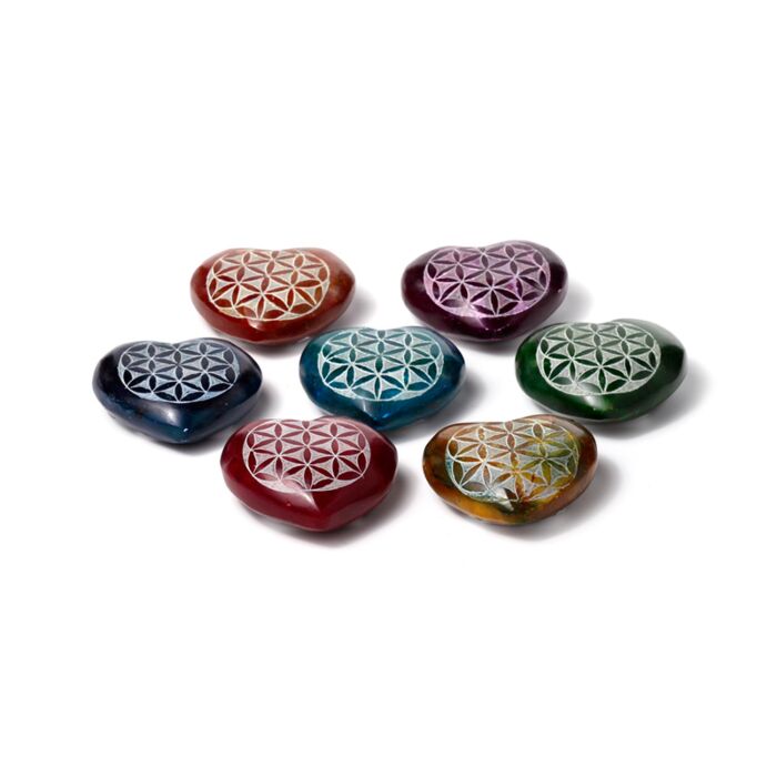 Snidad Täljsten Chakra Hjärta Flower of Life Rökelsehållare