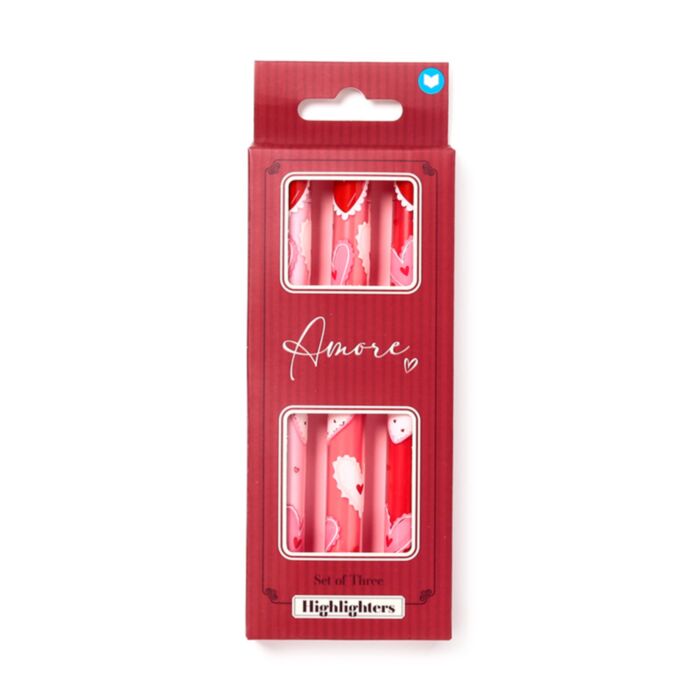 Amore Hjärta Pop Top Överstrykningspenna 3-Pack