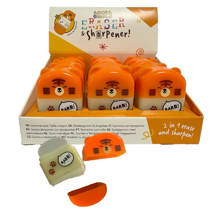 Adoramals Tiger 2-in-1 Pennvässare & Suddgummi