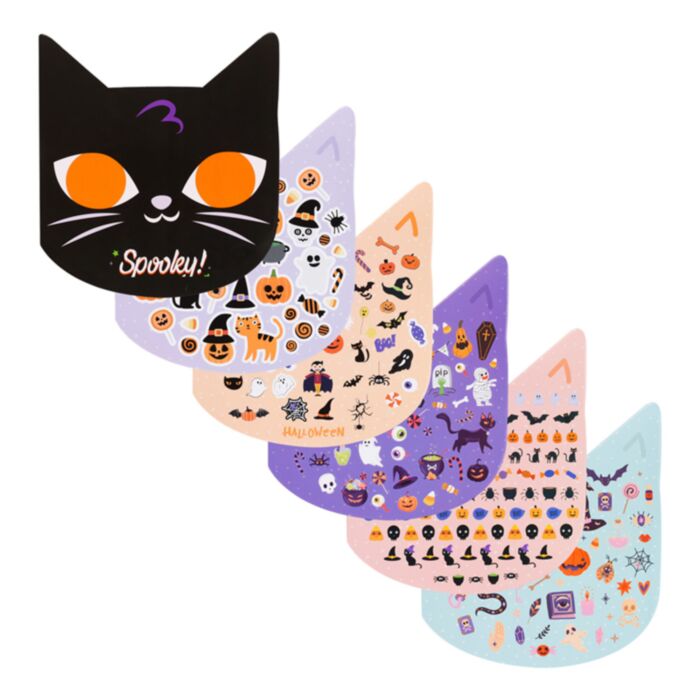Spooky Klistermärken i Kattformad Stickerbok