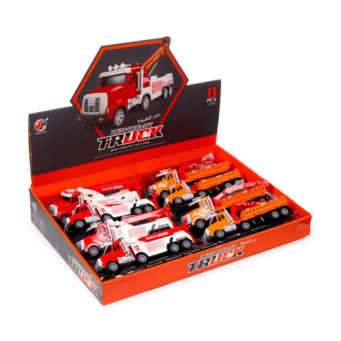 Construction Rescue Truck med Lyftkran Friction Push/Pull Actionleksak