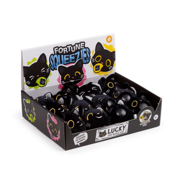 Queasy Squeezies Magic Fortune Teller Svart Katt Plysch Klämmig Leksak