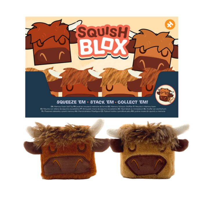 Squish Blox Highland Coo Ko Minneskum Plysch Klämmig Leksak