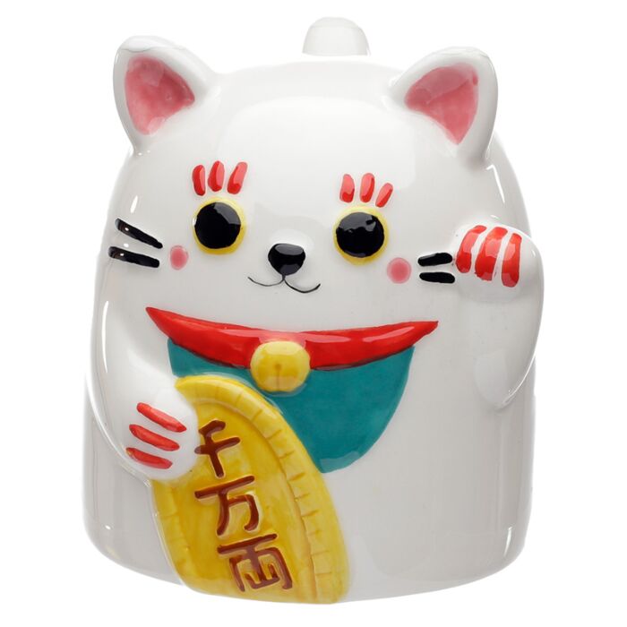 Maneki Neko Lyckokatt Upp-Och-Nervänd Keramikmugg