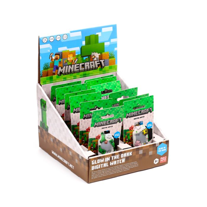 Minecraft Självlysande Digitalklocka i Silikon