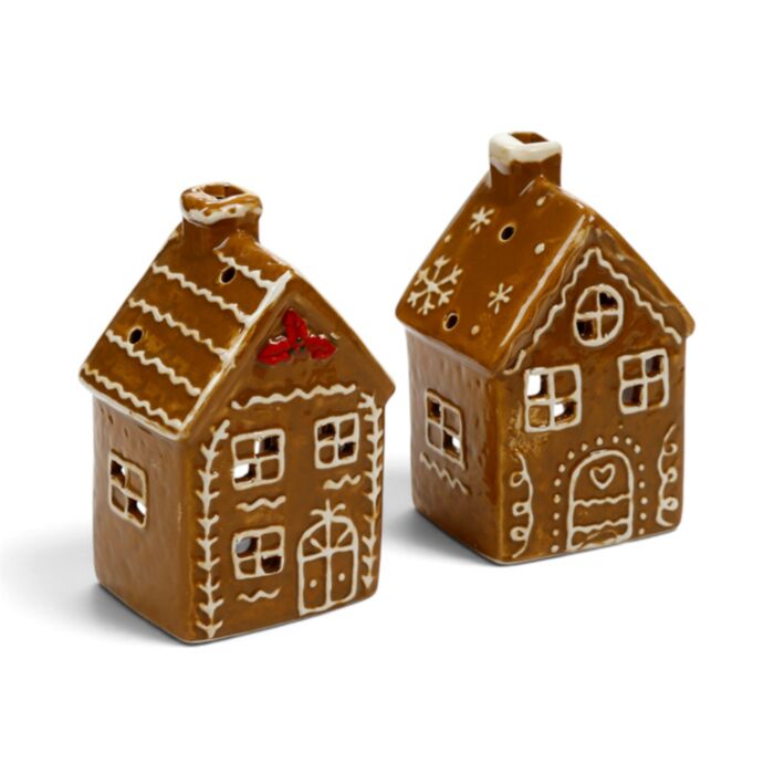 Jul Pepparkakshus Värmeljushållare - Glasyr