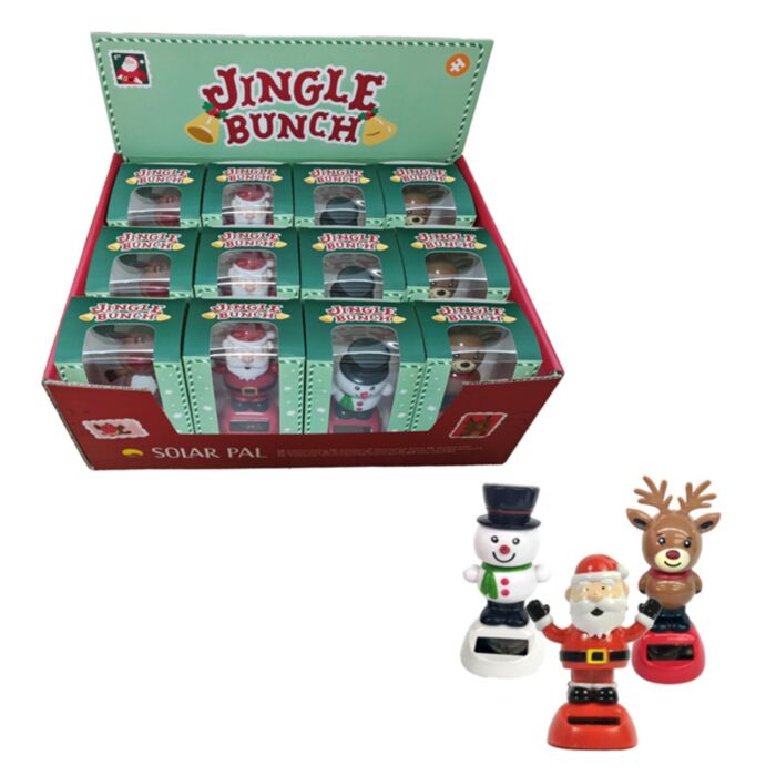 Jul Jingle Bunch Tomte, Snögubbe & Ren Solcellsfigur