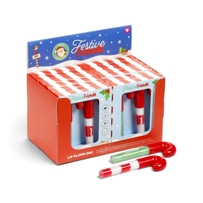 2-Pack Jul Festive Friends Candy Cane Formad Läppglans