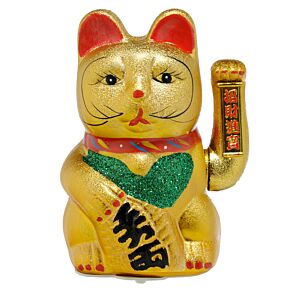 Maneki Neko vinkande katt, öppna ögon 21cm Maneki Neko vinkande katt, öppna ögon 21cm