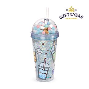 Foodiemals Bubble Tea Dubbelväggig Kopp & Sugrör med Figur