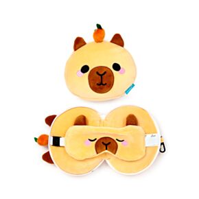 Relaxeazzz Duke the Capybara Plysch Resekudde & Ögonmask
