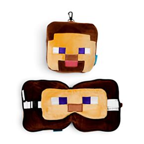 Relaxeazzz Minecraft Steve Formad Plysch Resekudde & Ögonmask