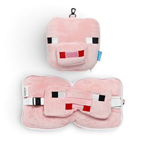 Relaxeazzz Minecraft Gris Formad Plysch Resekudde & Ögonmask