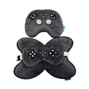 Relaxeazzz Game Over Spelkontroll Formad Plysch Resekudde & Ögonmask