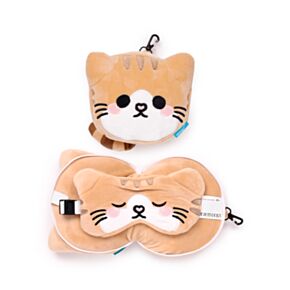 Relaxeazzz Adoramals Scottish Fold Cat Katt Plysch Resekudde & Ögonmask
